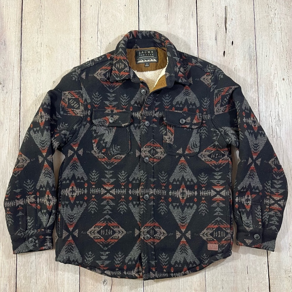 Jachs New York Sherpa Lined Wool Blend Jacket Aztec Shirt Men’s Size M